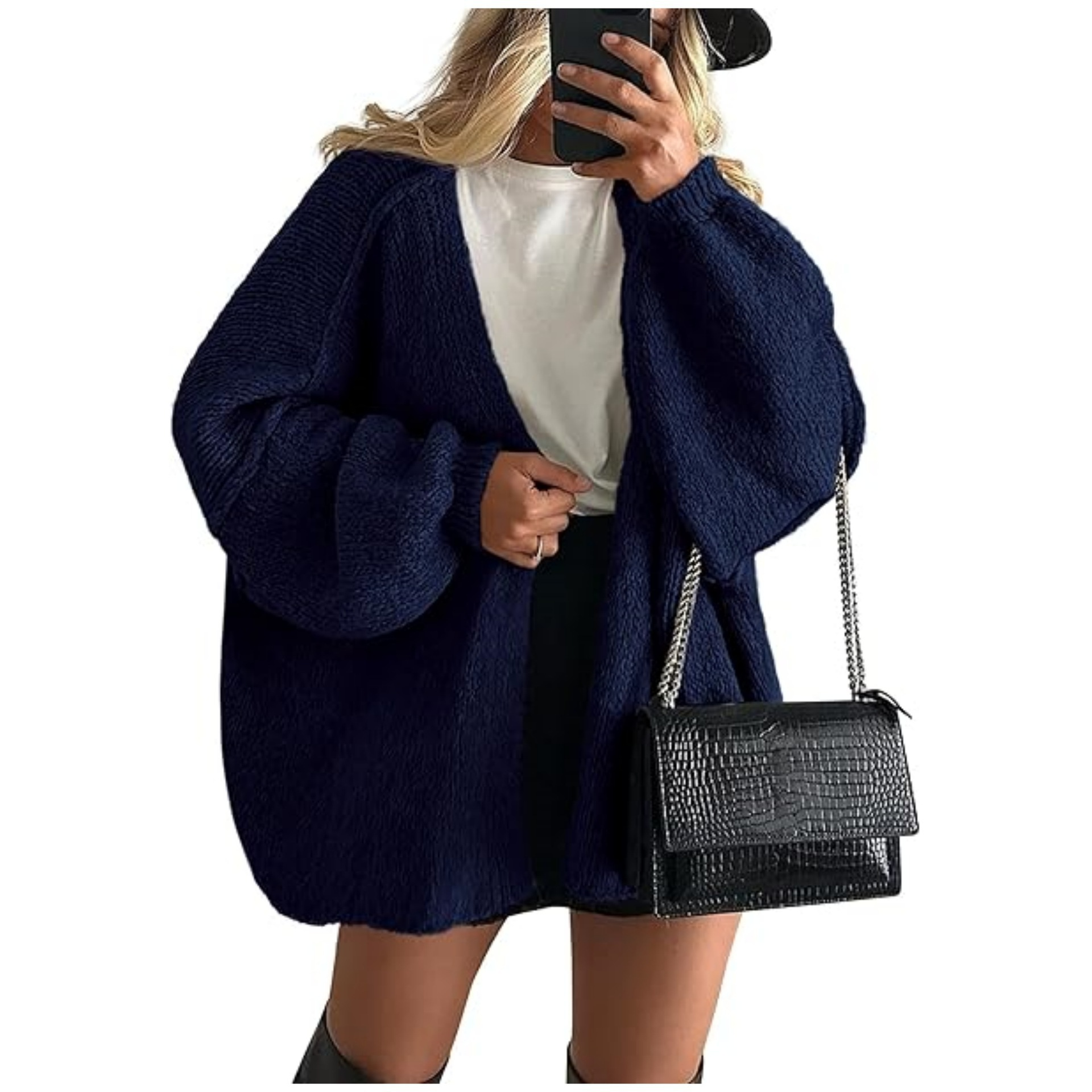 Oversized Batwing Sleeve Knit Cardigan for Women, Open Front Loose Chunky Knit Sweater Coat 13 Colors
