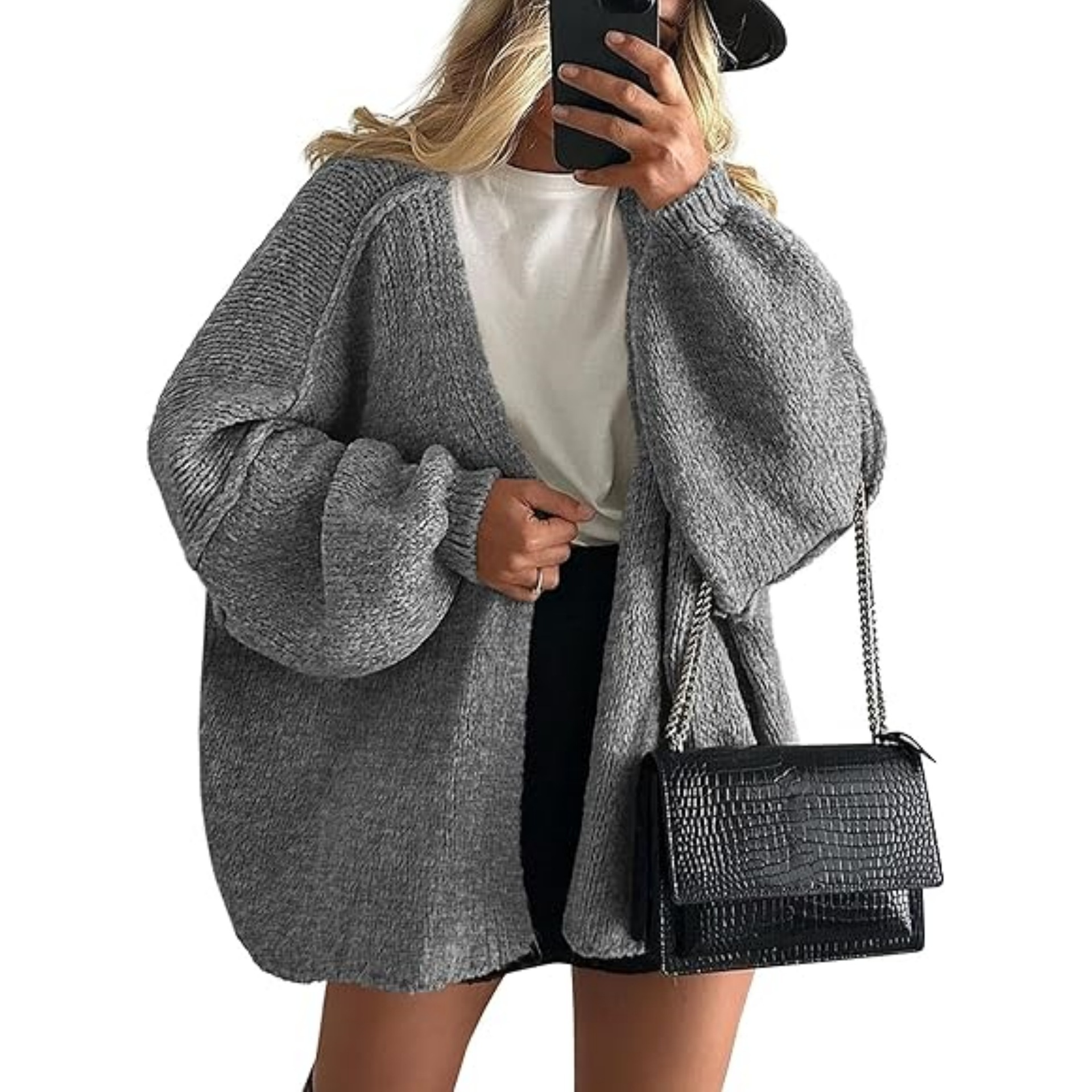 Oversized Batwing Sleeve Knit Cardigan for Women, Open Front Loose Chunky Knit Sweater Coat 13 Colors