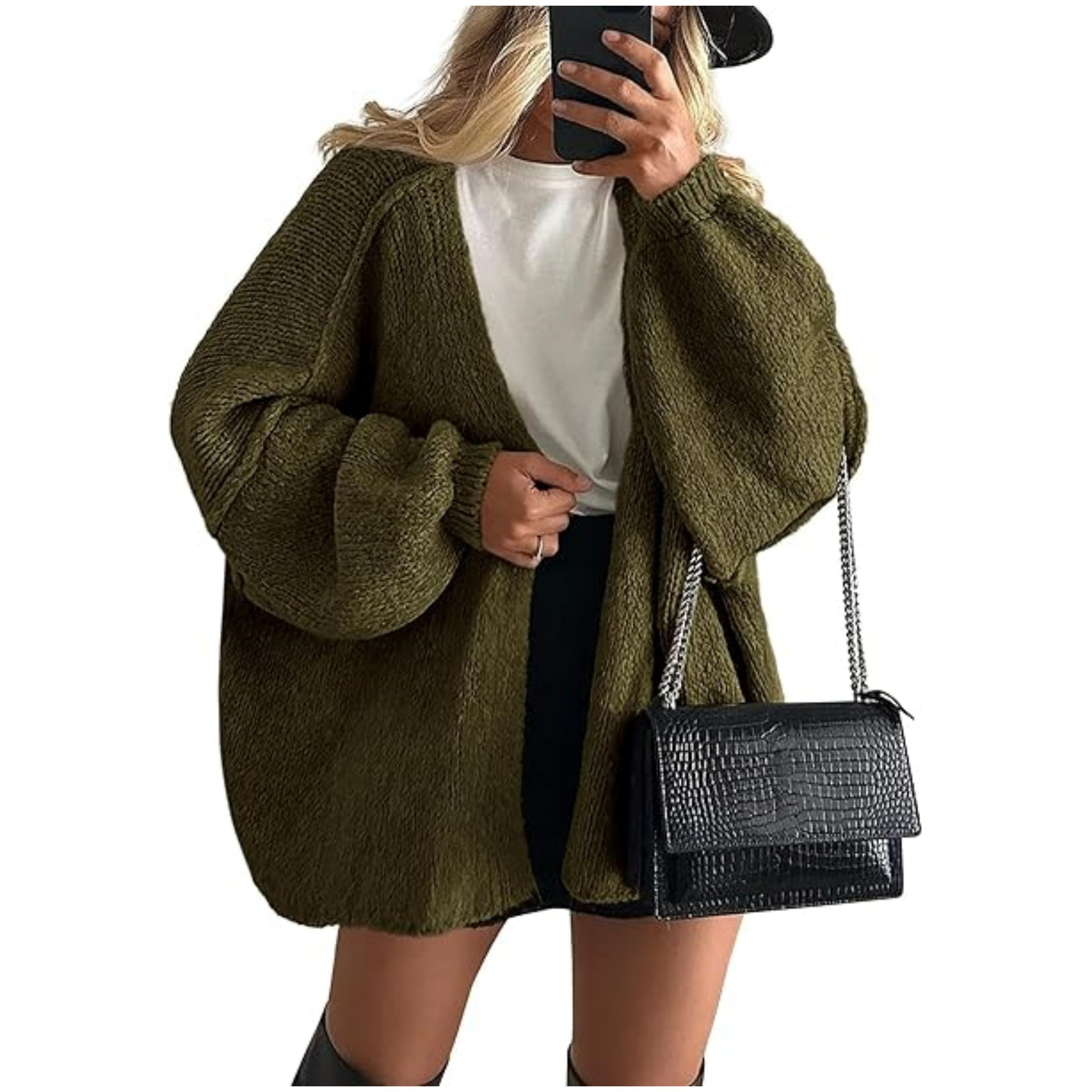 Oversized Batwing Sleeve Knit Cardigan for Women, Open Front Loose Chunky Knit Sweater Coat 13 Colors