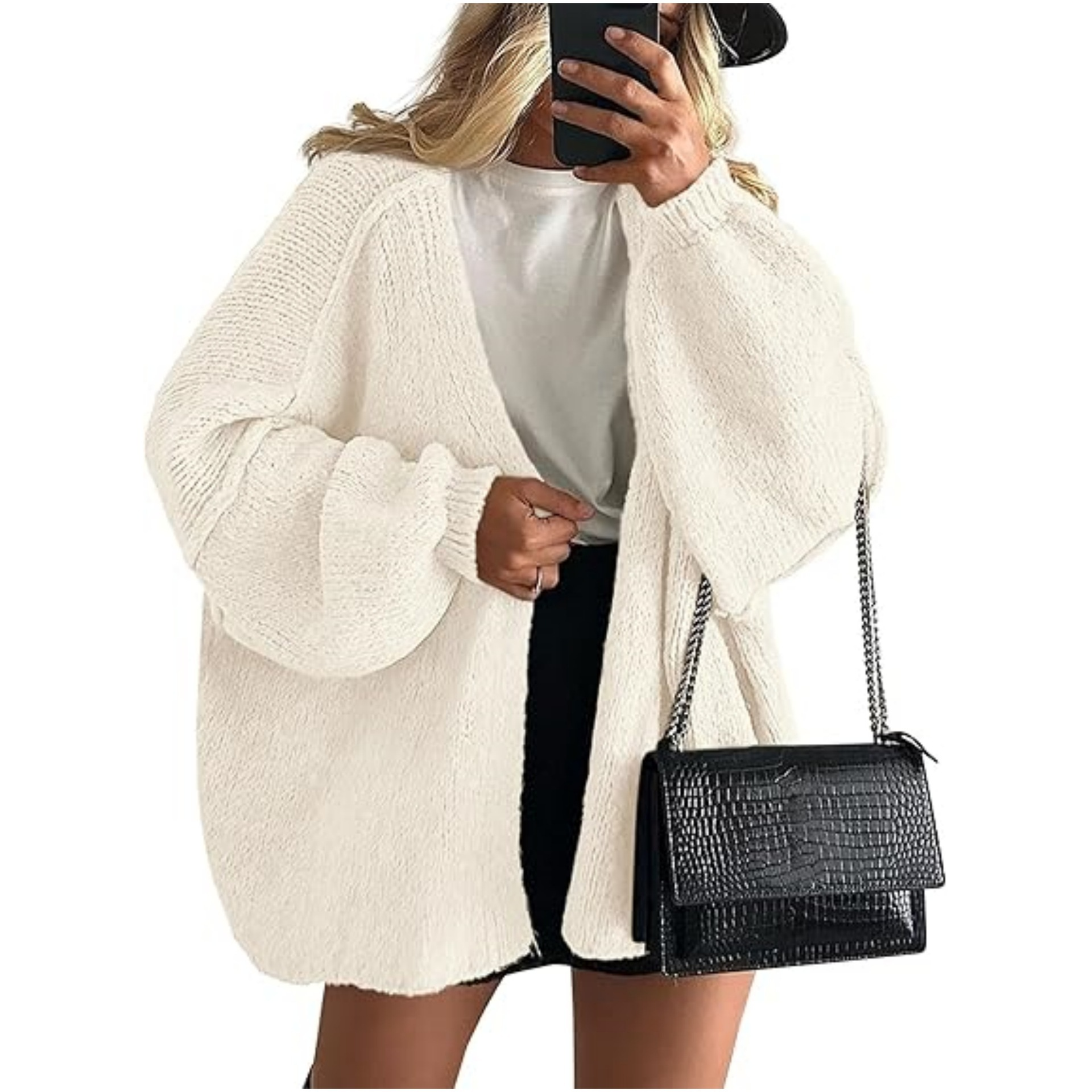 Oversized Batwing Sleeve Knit Cardigan for Women, Open Front Loose Chunky Knit Sweater Coat 13 Colors